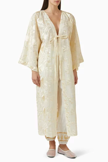 Embroidered Tie-front Dress