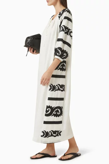 Tie-neck Embroidered Dress