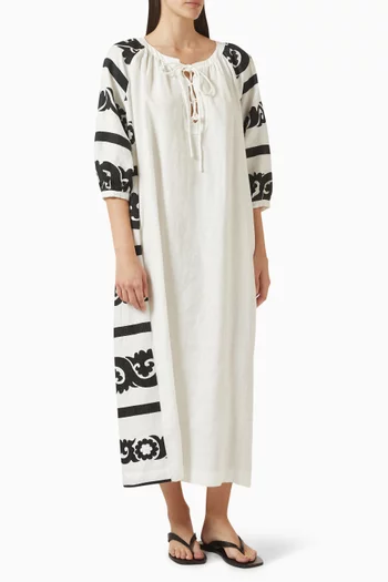 Tie-neck Embroidered Dress