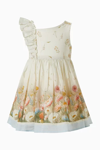 Floral-print One-shoulder Maxi Dress in Satin