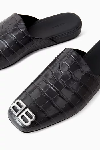Cosy BB Mules in Croc-embossed Calfskin