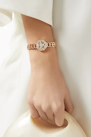 سوار ثمن بتصميم سلسلة مرصع بالماس ذهب وردي عيار 18