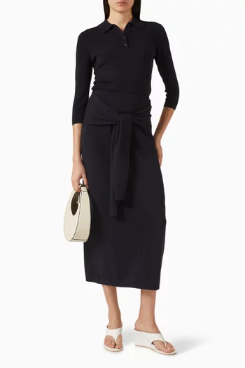 تي شيرت بولو صوف مارينو بقصة قصيرة