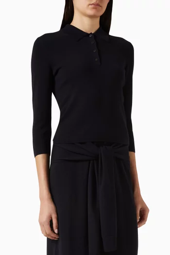 تي شيرت بولو صوف مارينو بقصة قصيرة