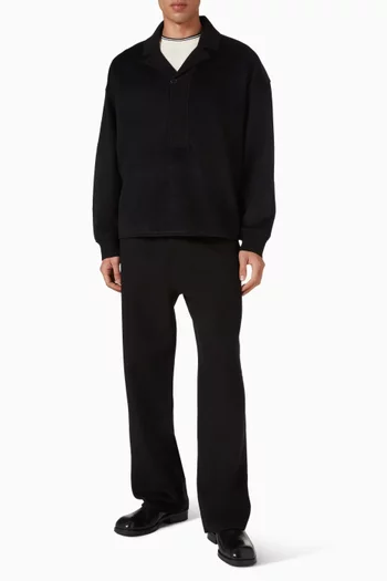 Placket-detail Polo Sweater in Wool-blend