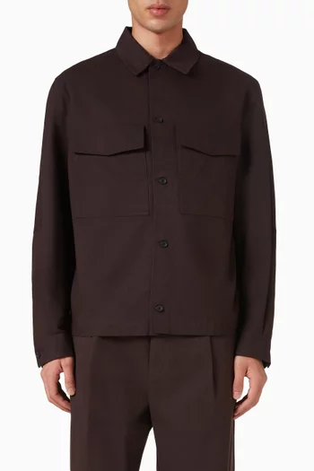 قميص بنمط جاكيت مزيج قطن