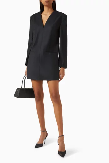 فستان صوف فلانيل بنمط توكسيدو