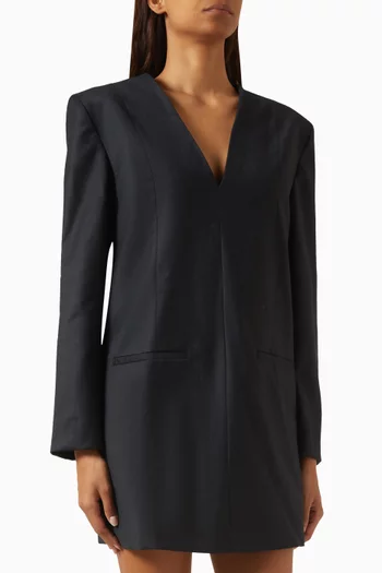 فستان صوف فلانيل بنمط توكسيدو