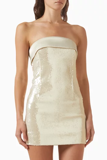 slim fit dress slacks Invite Gold Sequin Square-Neck Mini Dress – Club L London main image 0