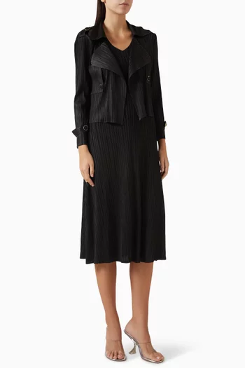 طقم جاكيت وفستان متوسط الطول اوليف