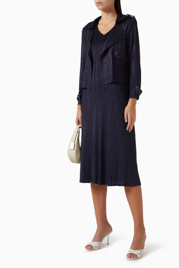 طقم جاكيت وفستان متوسط الطول اوليف