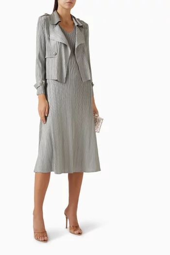 طقم جاكيت وفستان متوسط الطول اوليف