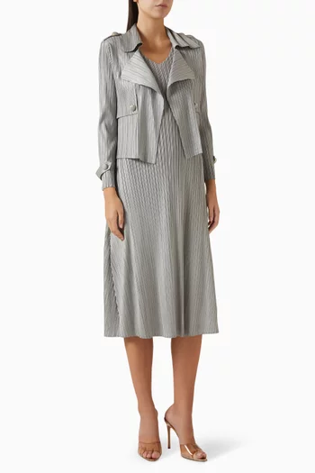 طقم جاكيت وفستان متوسط الطول اوليف