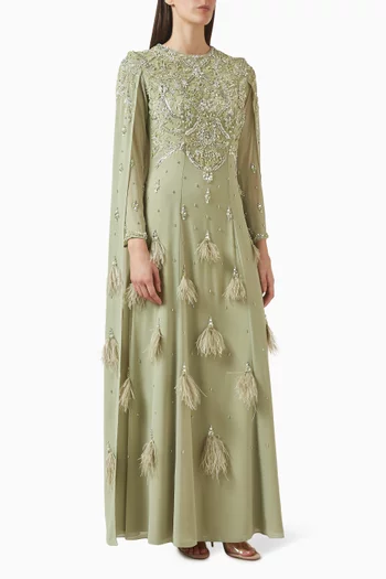 Fringe-trim Cape Kaftan