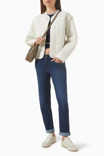 بنطال جينز دري بقصة ضيقة وخصر منخفض دينم