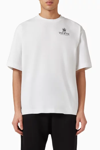 تي شيرت سكيت بطبعة حلاق وخطوط مائلة قطن