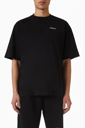 تي شيرت سكيت بخطوط مائلة بخط يدوي قطن