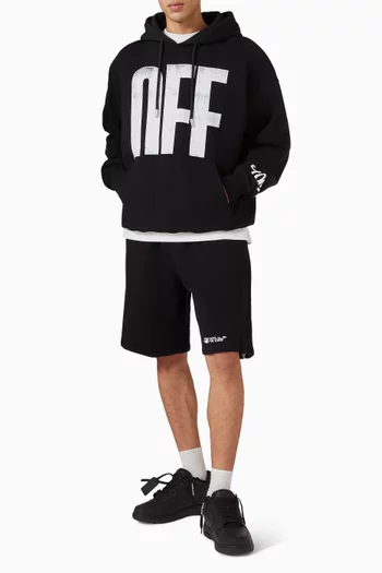 كنزة سكيت بغطاء رأس بشعار OFF‏ كبير الحجم وخطوط مائلة قطن