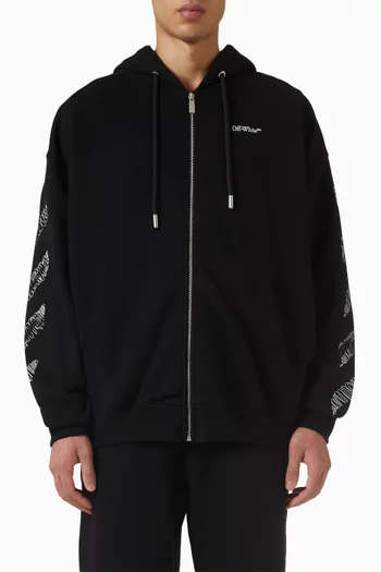 Scribble Diag Skate Zip Hoodie in Cotton