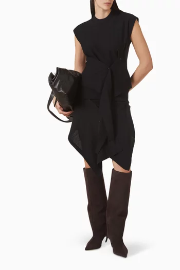 تنورة بأزرار مزيج صوف مارينو