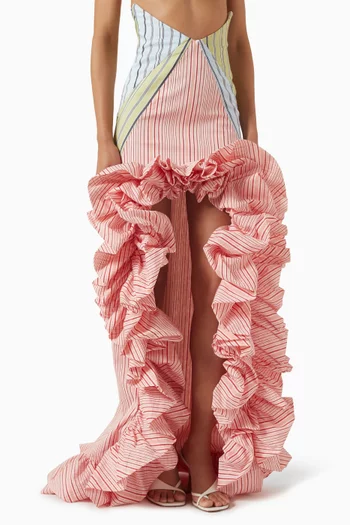 Candy Striped Puff Maxi Skirt