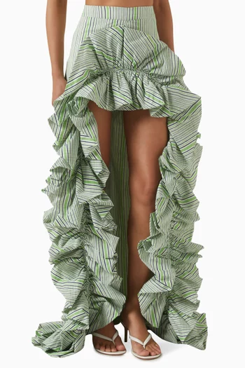 Candy Striped Puff Maxi Skirt