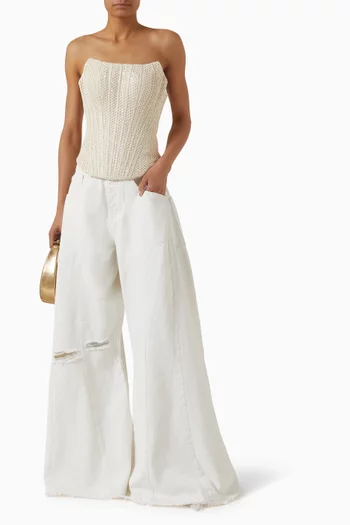 بنطال بقصة ساق واسعة دينم