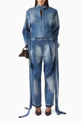 بنطال جينز بقصة ساق مستقيمة دينم