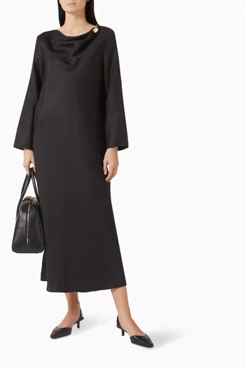 فستان زويا بدرابيه حرير تويل