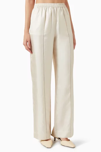 بنطال لارس بقصة ساق واسعة حرير تويل