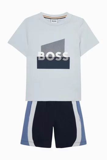 تي شيرت بطبعة شعار الماركة قطن