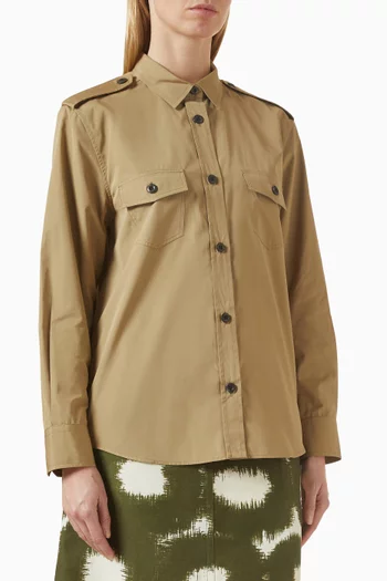 قميص بياقة مدببة قطن