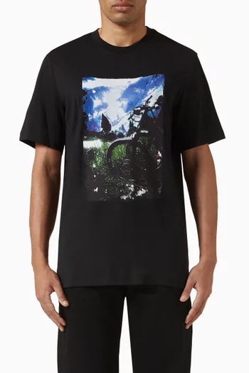 تي شيرت مزين بطبعة قطن جيرسيه