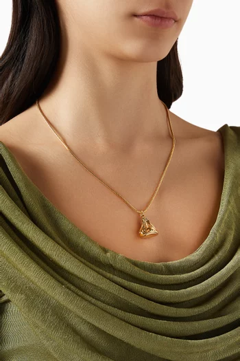 قلادة فيكتوريان ريفايفال فوب فينتج من التسعينيات معدن مطلي بلون ذهبي