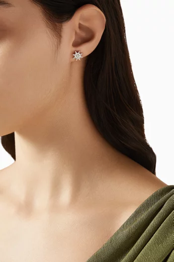 1980s Vintage Swarovski Crystal Star Earrings in Rhodium-plated Sterling Silver