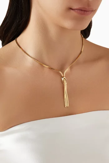 1908s Vintage Tassel Drop Necklace in Gold-plated Metal