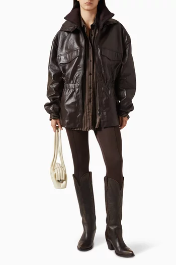 جاكيت كارنابي بياقة عالية جلد