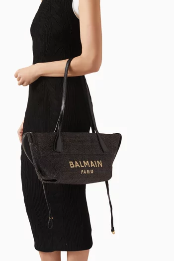 Small Track Tote Bag in Raffia & Leather