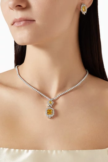 Amaris Necklace & Earrings Set in Rhodium-plated Brass