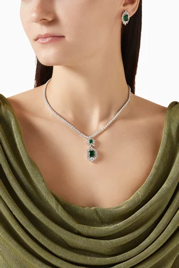 Amaris Necklace & Earrings Set in Rhodium-plated Brass