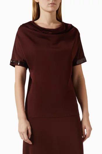 بلوزة منسوجة مزينة بتطريزات بالترتر