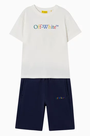 تي شيرت بطبعة شعار الأسهم ومسطرة قطن