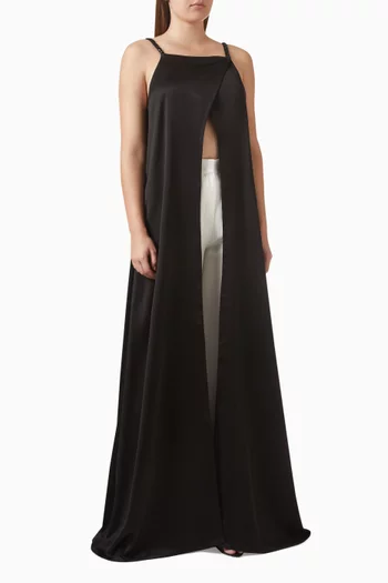 Long Top & Pants Set in Satin & Crepe