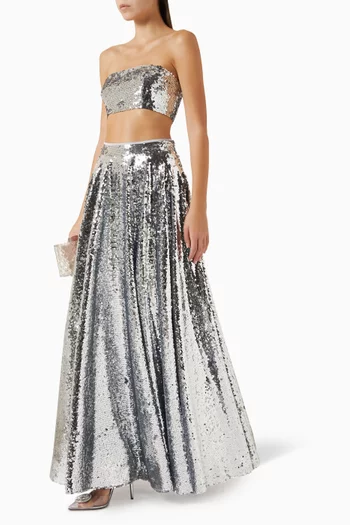Sequinned Bandeau Top & Skirt Set