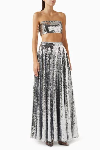 Sequinned Bandeau Top & Skirt Set