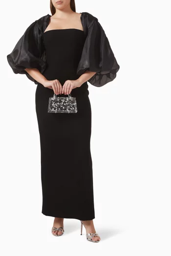 طقم بوليرو وفستان طويل شيفون وكريب