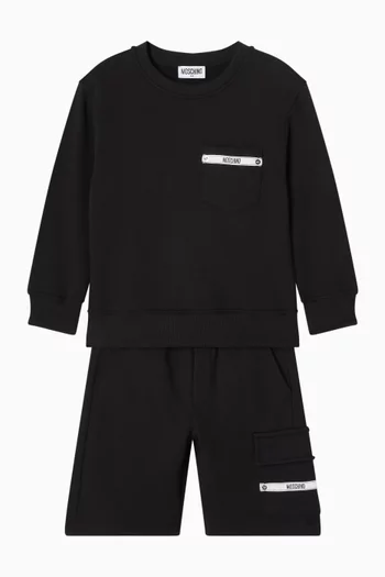 سويت شيرت بفتحة رقبة مستديرة وشعار الماركة