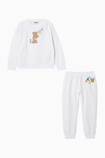 Bear Logo-print Tracksuit Set in Cotton Fleece