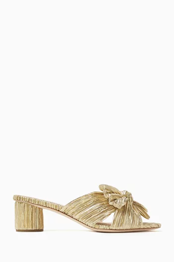 Emilia 50 Pleated Mules in Metallic Leather