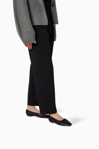 حذاء باليرينا لاندري بكعب مسطح جلد مجدول